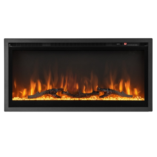 COSTWAY  36" Electric Fireplace Recessed Wall Mounted Freestanding With Remote Control