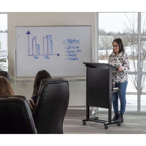 Stand Up Desk Store Height Adjustable Lectern Podium, Black
