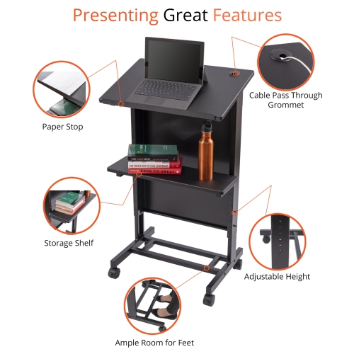 Stand Up Desk Store Height Adjustable Lectern Podium, Black