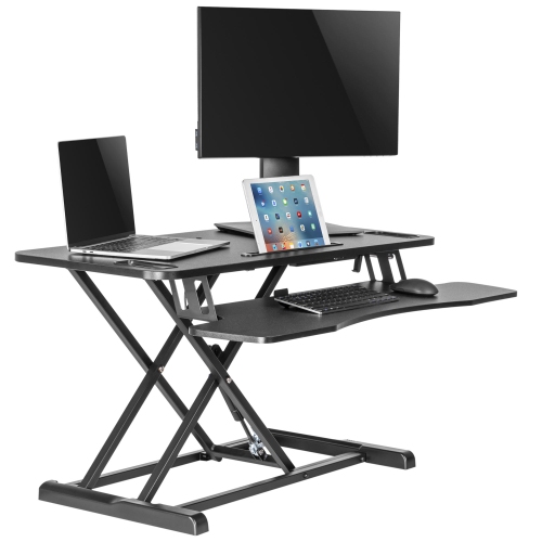 Stand Steady FlexPro Hero 37" Standing Desk Converter With Keyboard Tray, Black