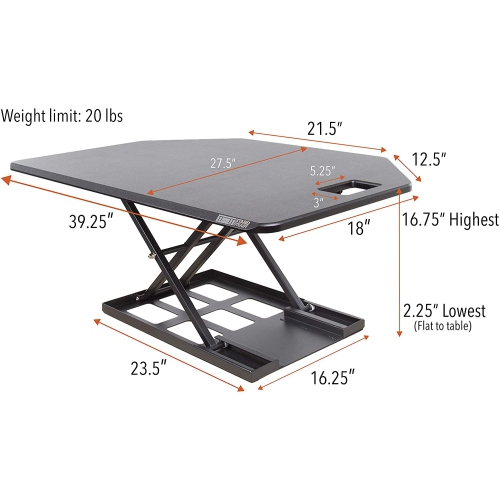 Stand Steady X Elite Pro 40 Corner Standing Desk Converter Black Best Buy Canada
