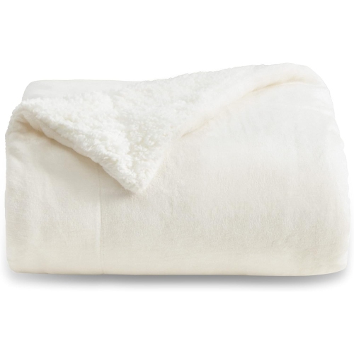 BEDSURE  Sherpa Fleece Throw Blanket for Couch - Thick And Warm Blankets, Soft And Fuzzy Throw Blanket for Sofa, Cream, 108X90 Inches