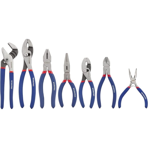 WORKPRO Heavy-Duty Pliers with Comfort Grip Handle 7 Pieces- Blue