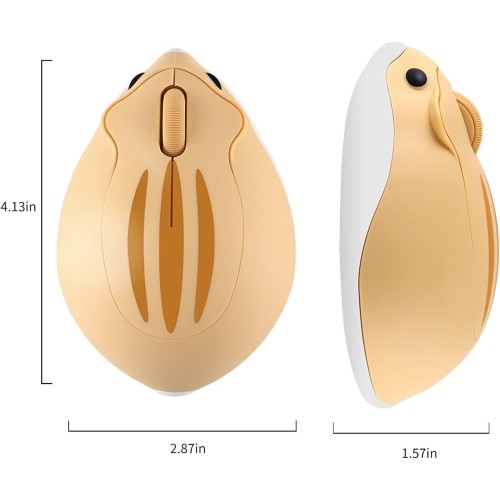 Cute Hamster Mouse,Wireless Mouse 2.4 Ghz 1200 DPI Less Noise Cartoon Animal Shape Portable Optical Mice with USB Receiver for Notebook Windows
