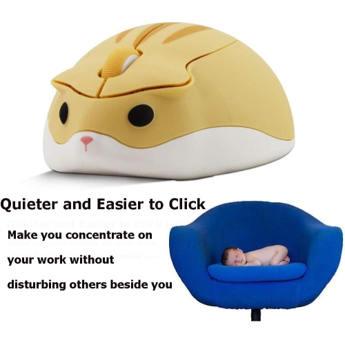 2.4GHz Wireless Mouse Cute Hamster Shape Less Noice Portable Mobile Optical 1200DPI USB Mice Cordless Mouse for PC Laptop Computer Notebook MacBook