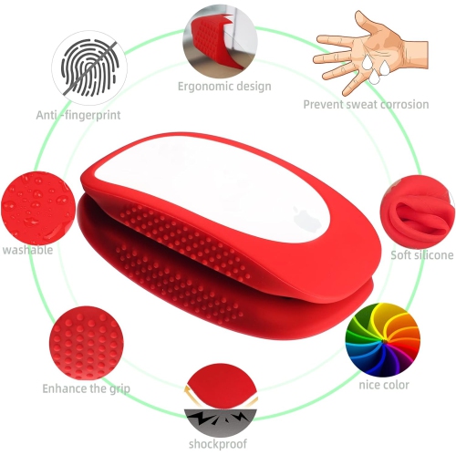 Magic Mouse Cover Silicone Cover for Magic Mouse& Magic Mouse 2, Silicone Magic Mouse Ergonomic Grip Anti-Drop Protective Sleeve(Pink)