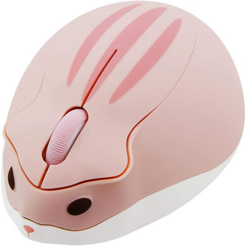 Cute Hamster Mouse,Wireless Mouse 2.4 Ghz 1200 DPI Less Noise Cartoon Animal Shape Portable Optical Mice with USB Receiver for Notebook Windows