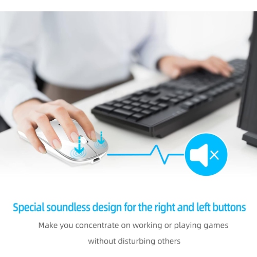 Wireless Mouse for Laptop, Bluetooth Mouse for MacBook Pro/Air/Mac/iPad/Chromebook/Computer -Rechargeale Dual Mode(USB 2.4Ghz + Bluetooth 5.2) Silent