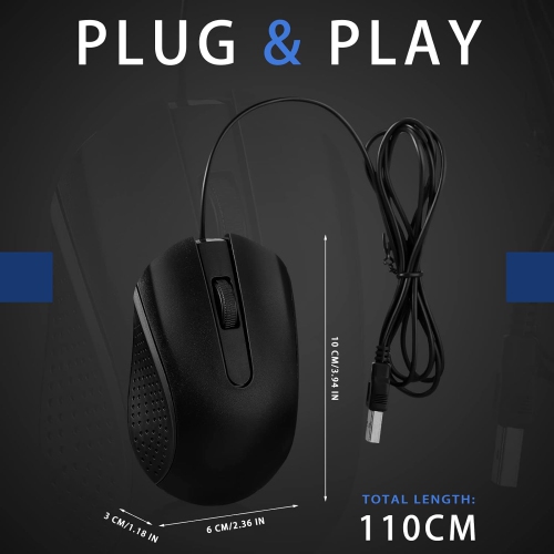 30 Pcs USB Wired Mouse Computer 3 Button Mice Bulk Corded USB Mouse for PC Desktop Laptop Computer Office School Home Classroom Supplies
