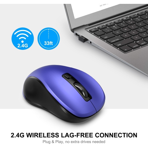 W 2.4G Wireless Mouse for Laptop, Ergonomic Computer Mouse with USB Receiver and 3 Adjustable Levels, 6 Button Cordless Mouse Wireless Mice for