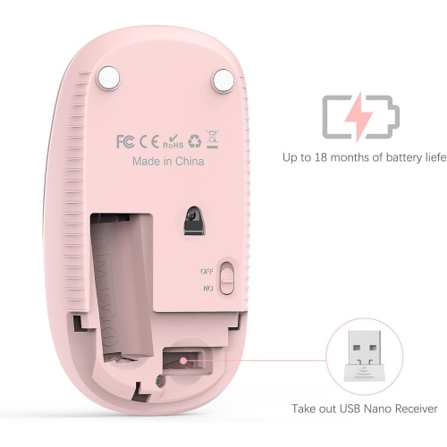 Wireless Mouse, V 2.4G Slim Portable Computer Mice with Nano Receiver for Notebook, PC, Laptop, Computer