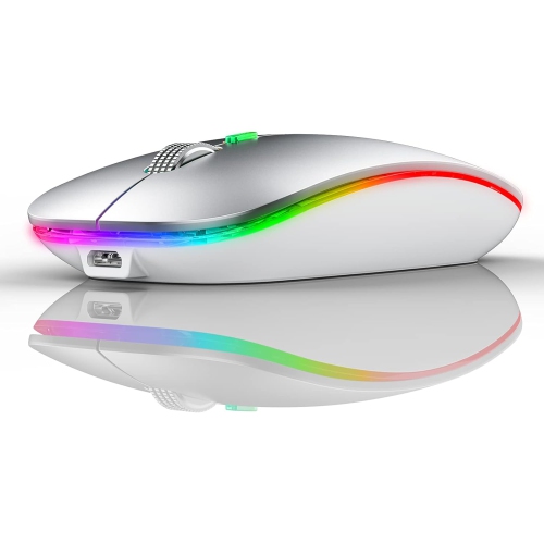 LED Wireless Mouse, Rechargeable Wireless Mouse for MacBook Air/Pro 2.4GHz Portable Optical Silent Office Mouse for iPad, Laptop, Desktop, Mac, Pc,