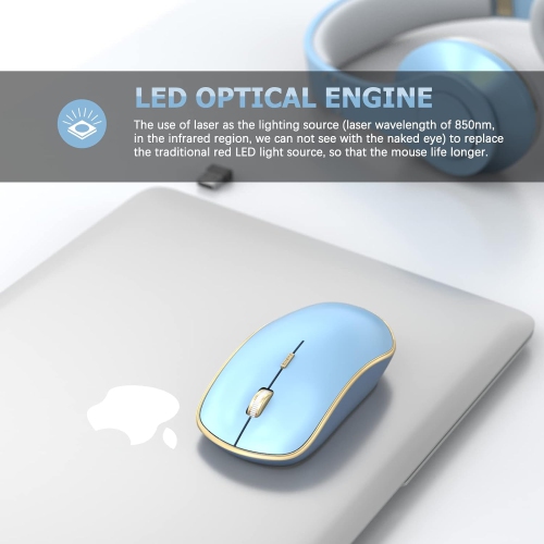 J Wireless Mouse for Laptop, Portable Computer Mouse Wireless with 5 Adjustable DPI Levels, Silent Mouse for Notebook, MacBook, Chromebook, PC