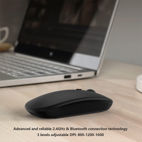 Wireless Bluetooth Mouse for iPad iPhone MacBook Android Samsung Tablet Phone Dual-Mode Rechargeable 2.4G Portable Computer Mice for Windows Laptop