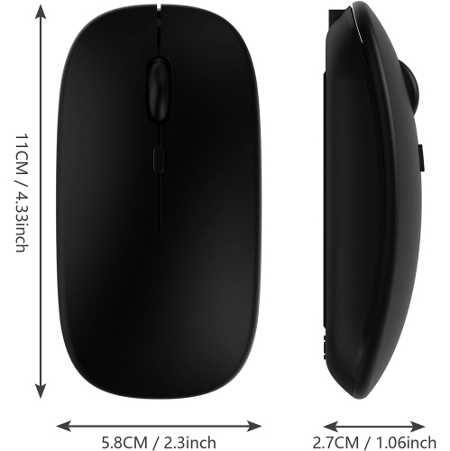 Wireless Bluetooth Mouse for iPad iPhone MacBook Android Samsung Tablet Phone Dual-Mode Rechargeable 2.4G Portable Computer Mice for Windows Laptop