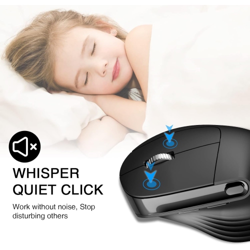 Wireless Vertical Mouse, P 2.4G Silent Advanced Ergonomic Mouse with USB Receiver, 3 Adjustable DPI Optical Wireless Ergo Mouse for Laptop, PC,