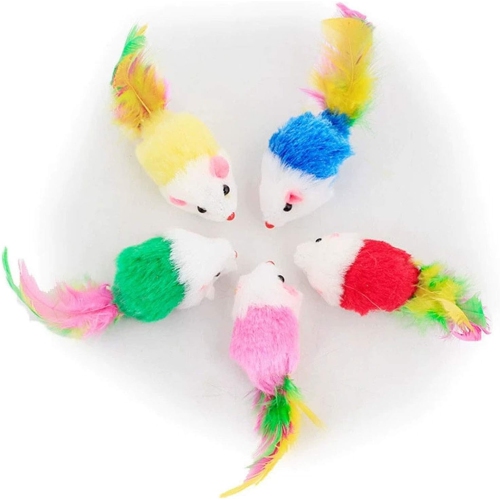 Cat Mice Toys for Indoor Cats 12PCS, 5 Color Variety Mouse Cat Toy Mice Cat Toy Mouse for Cats, Fur Mice Cat Toys Mice Cat Feather Toys with Rattle