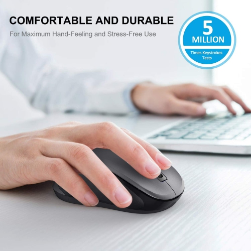 W 2.4G Wireless Mouse for Laptop, Ergonomic Computer Mouse with USB Receiver and 3 Adjustable Levels, 6 Button Cordless Mouse Wireless Mice for