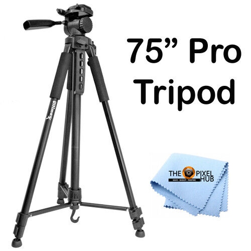 ULTIMAXX  Professional 75-Inch Tripod 3-Way Panhead Tilt Motion for Most Dslr Cameras