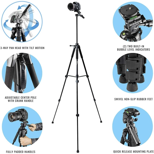 2x 75" Tripods, LED Lights, Batteries and Case for YouTube Vlogging Studio