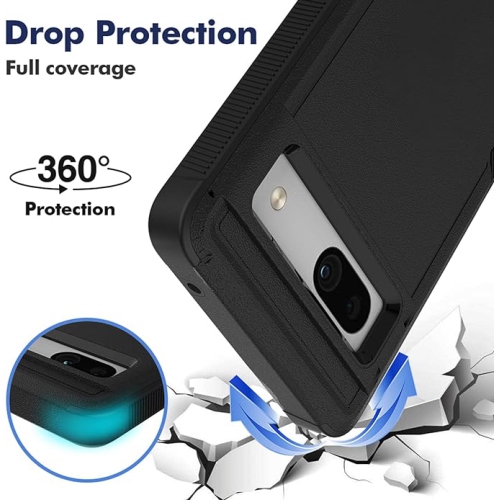 XCRS – Étui Comm double couche PC + TPU pour Google Pixel 8 de 6,2 po, robuste, Tuff, antichoc, testé contre les chutes protection complète du corps