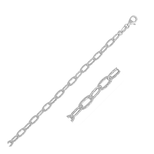 Image 1 de 3.. Chaîne de cheville en or blanc 14K ct avec maillons ovales martelés fantaisie