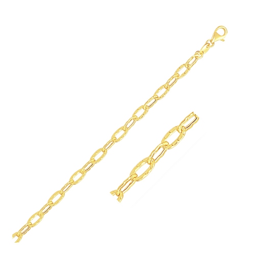 AVERA GROUP  14K Gold Anklet With Flat Hammered Oval Links In Yellow