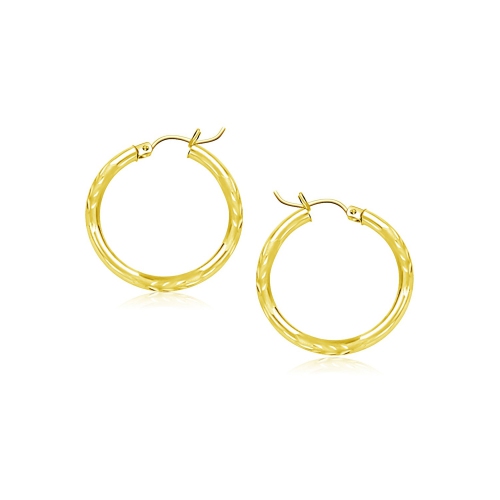 RCJ  10K Gold Diamond Cut Hoop Earrings (15Mm) In Yellow
