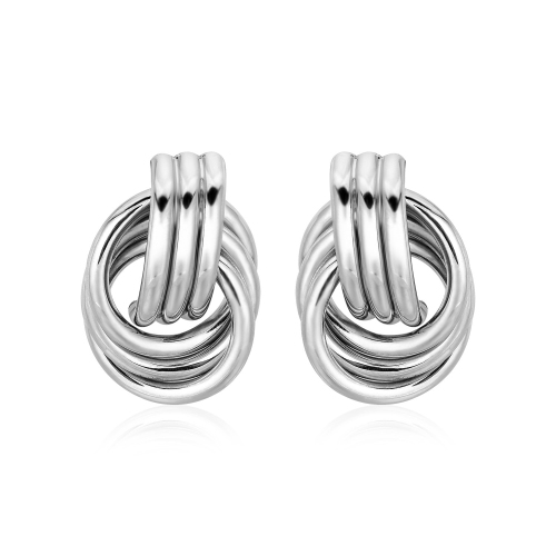 RCJ  Polished Love Knot Earrings With Interlocking Rings In Sterling In Silver