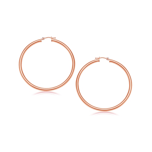RCJ  14K Rose Polished Hoop Earrings (25 Mm) In Gold
