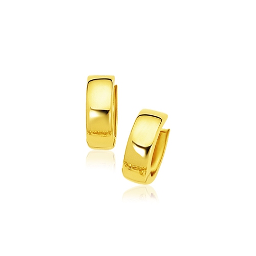 RCJ  14K Gold Snuggable Hoop Earrings In Yellow