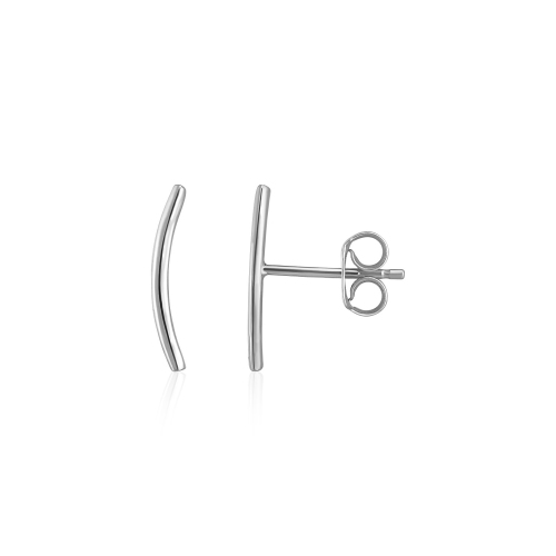 RCJ  14K Gold Curve Climber Post Earrings In White