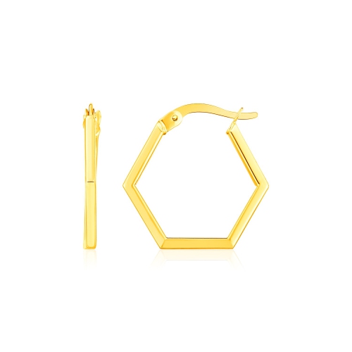 RCJ  14K Gold Hexagon Shaped Hoop Earrings In Yellow