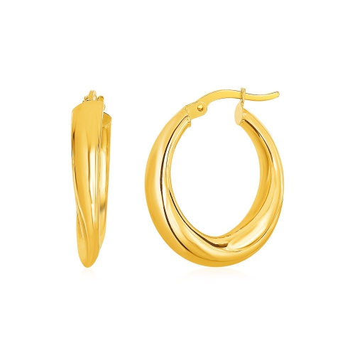 RCJ  14K Gold Oval Hoop Earrings In Yellow