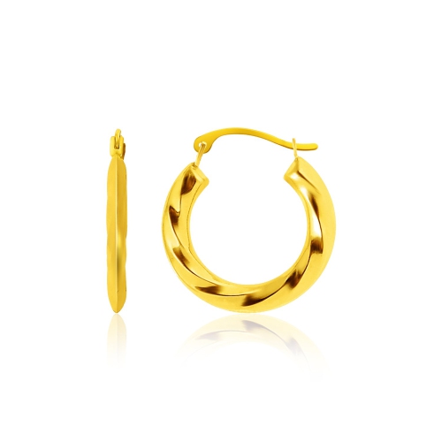 RCJ  14K Gold Wavy Texture Hoop Earrings In Yellow