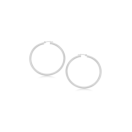 RCJ  14K Gold Polished Hoop Earrings (15 Mm) In White