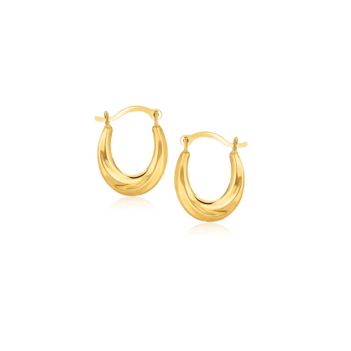 RCJ  10K Gold Oval Hoop Earrings In Yellow