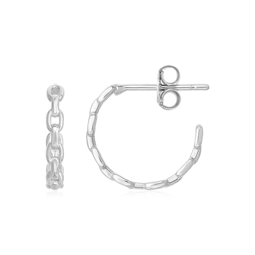 RCJ  14K Gold Delicate Chain Hoop Earrings In White