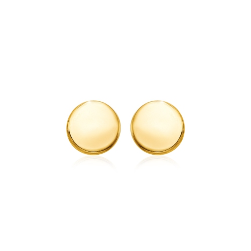 RCJ  14K Gold Polished Round Post Earrings In Yellow