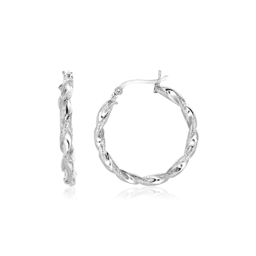 RCJ  Sterling Round Twisted Hoop Earrings In Silver