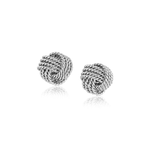 RCJ  Sterling Textured Love Knot Stud Style Earrings In Silver