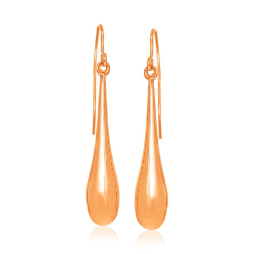 RCJ  14K Rose Long Polished Teardrop Dangling Earrings In Gold