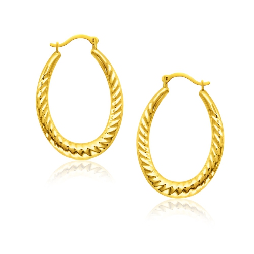 RCJ  14K Gold Hoop Earrings With Textured Details In Yellow