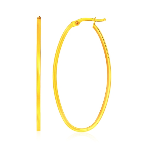 RCJ  14K Gold Slim Oval Shape Hoop Earrings In Yellow