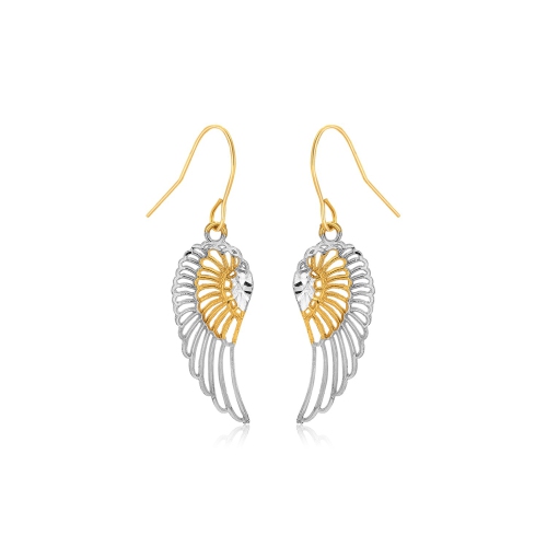 RCJ  Two-Tone Wing Drop Earrings In 10K In Gold