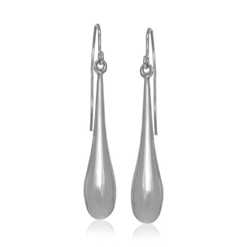 RCJ  14K Gold Long Polished Teardrop Dangling Earrings In White