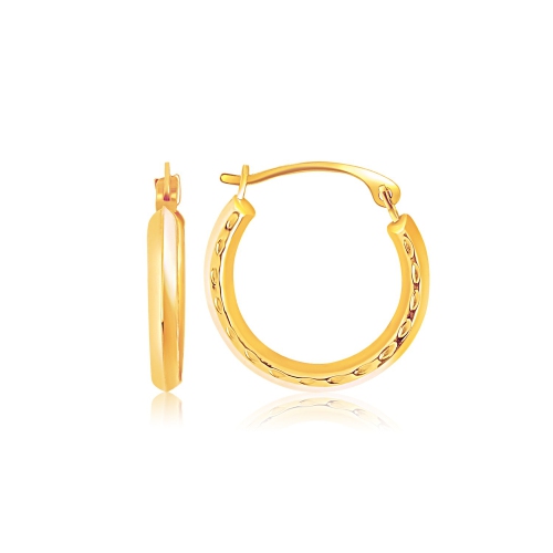 RCJ  14K Gold Hoop Earrings With Textured Detailing In Yellow