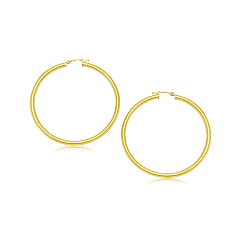 RCJ  10K Gold Polished Hoop Earrings (25 Mm) In Yellow
