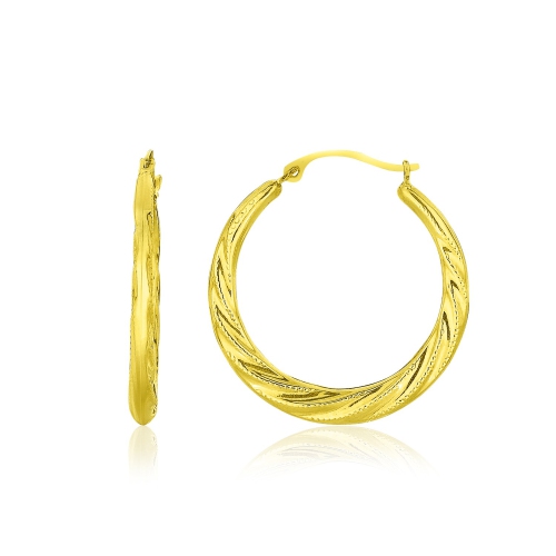 RCJ  10K Gold Graduated Twisted Hoop Earrings In Yellow