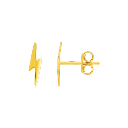 RCJ  14K Gold Post Earrings With Lightning Bolts In Yellow
